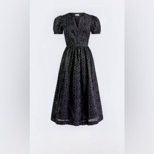 J. Crew Black Eyelet Midi Dress